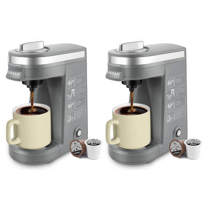 Cafetera de viaje CHULUX Mini (2 unidades) para K-Cup, QF-CM801, color gris
