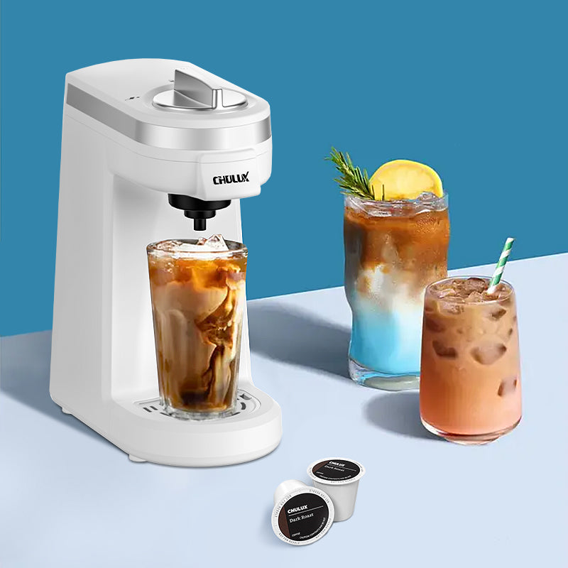 CHULUX Mini Single Serve Travel Coffee Maker for K Cup, QF-CM801, White
