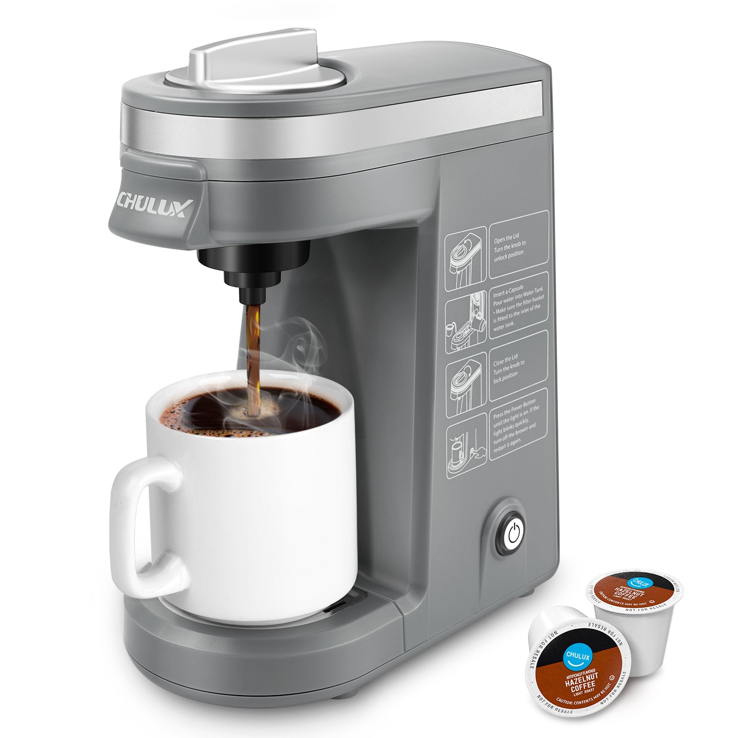 Cafetera de viaje CHULUX Mini (2 unidades) para K-Cup, QF-CM801, color gris