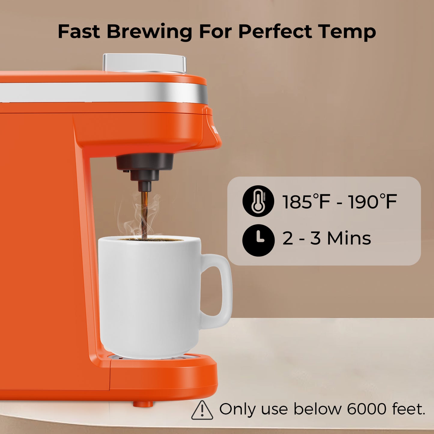 2pcs CHULUX Mini Single Serve Travel Coffee Maker for K Cup, QF-CM801, Orange