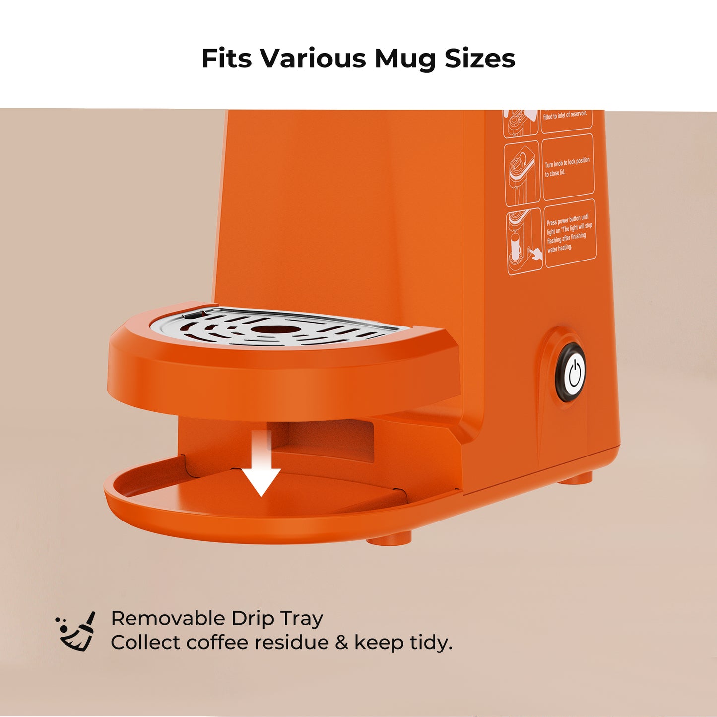 2pcs CHULUX Mini Single Serve Travel Coffee Maker for K Cup, QF-CM801, Orange