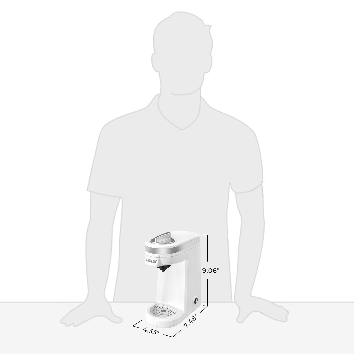 2pcs CHULUX Mini Single Serve Travel Coffee Maker for K Cup, QF-CM801, White