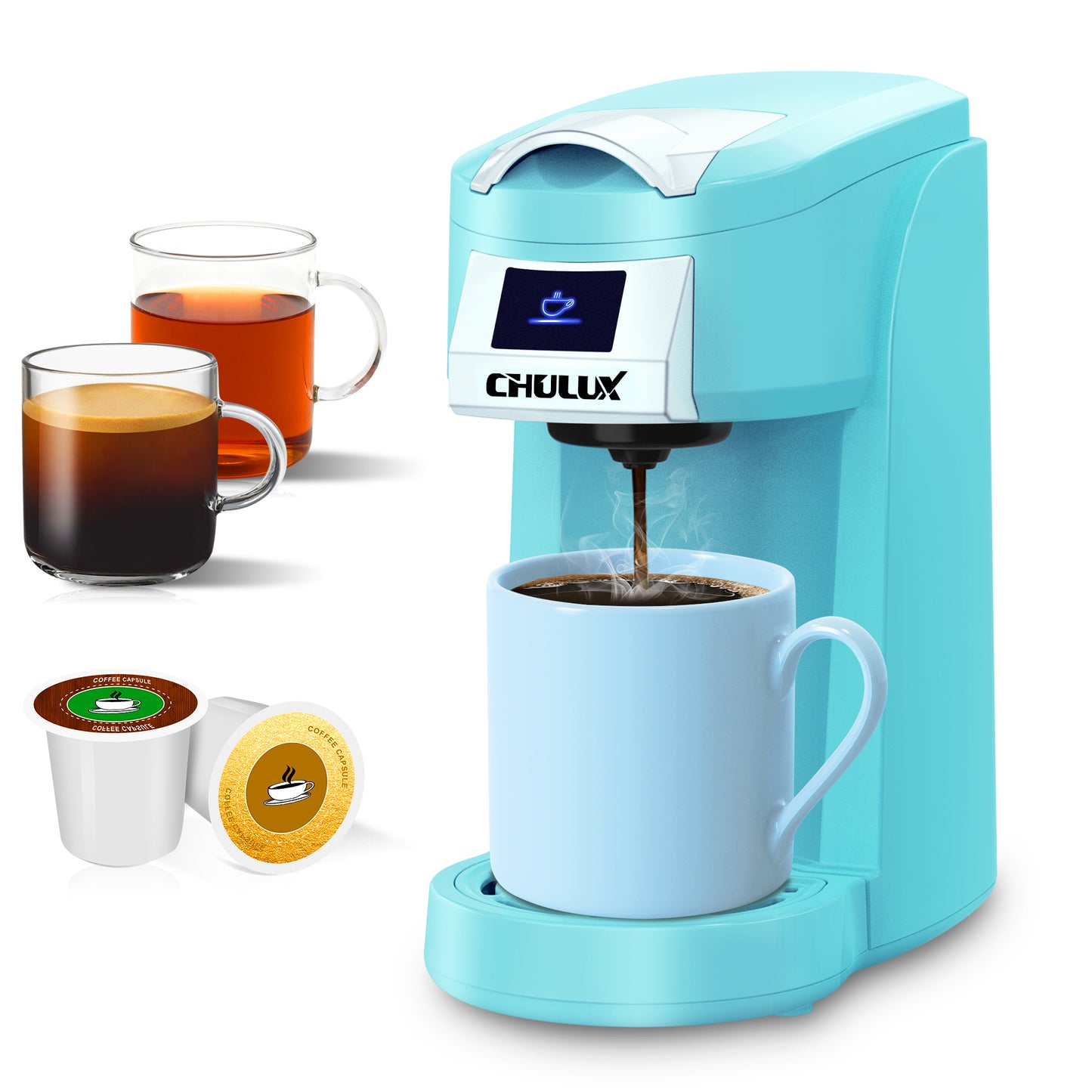 CHULUX Classic Single Serve Coffee Maker for K Cup & Ground Coffee, QF-CM802