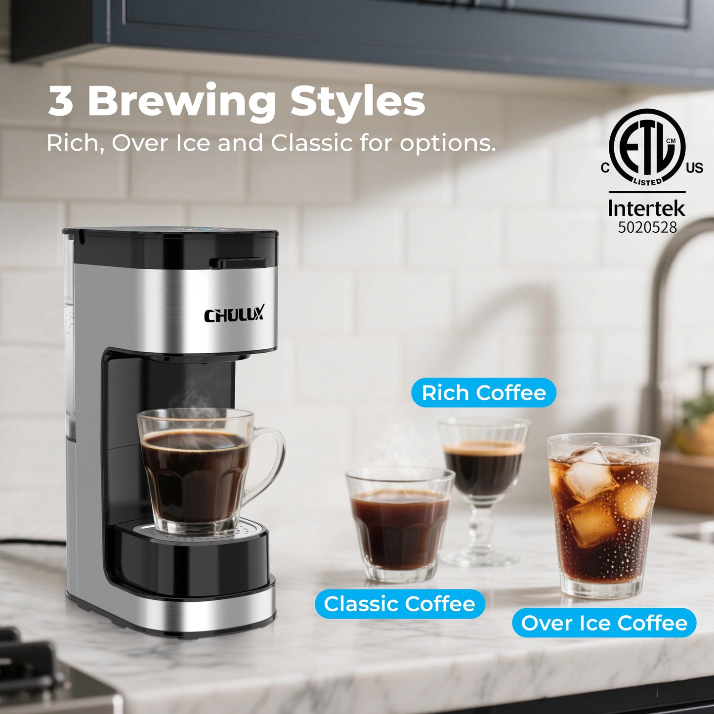CHULUX Slim-Pro Single Serve Coffee Maker for K Cup，QF-CM1808，Black