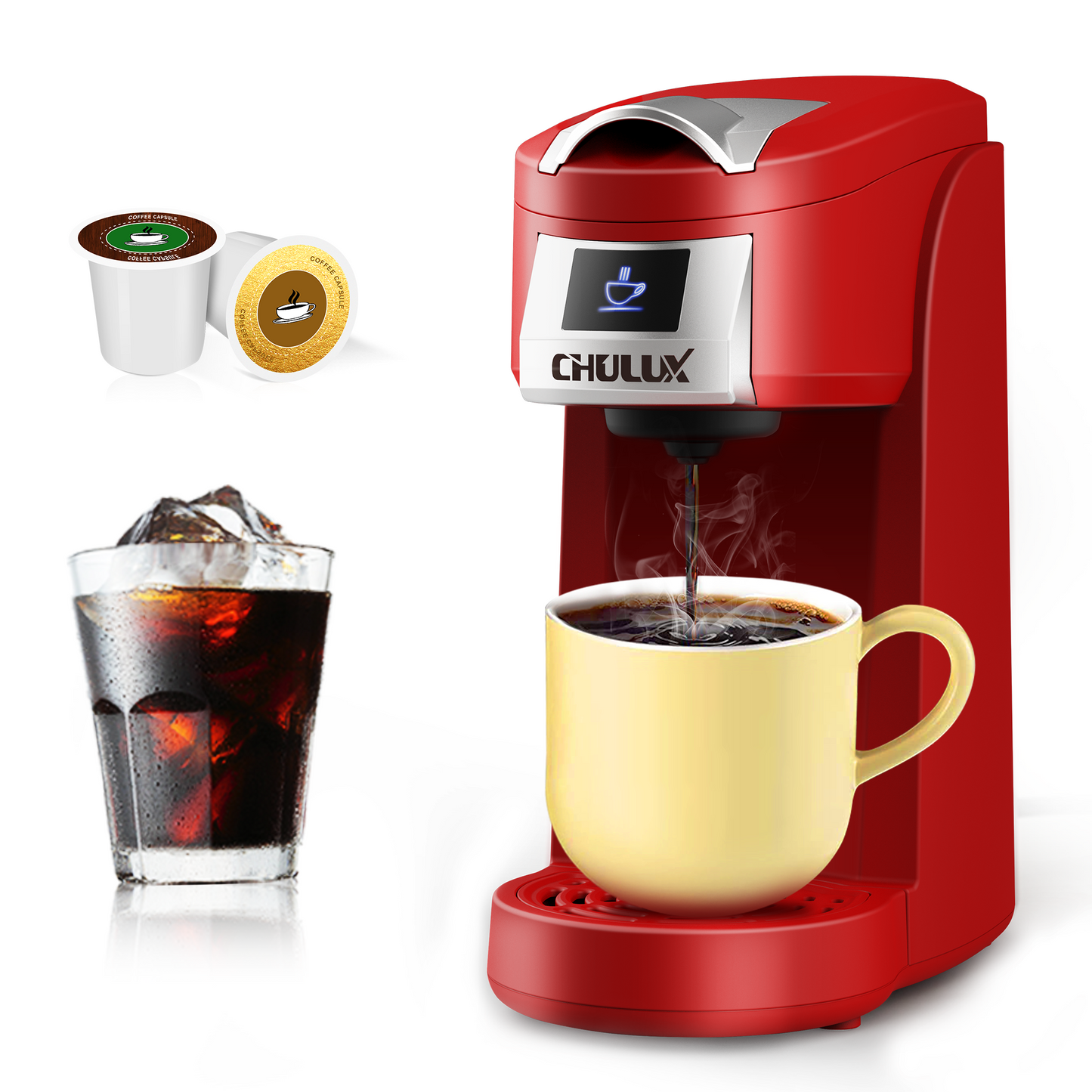 CHULUX Classic Single Serve Coffee Maker for K Cup & Ground Coffee, QF-CM802