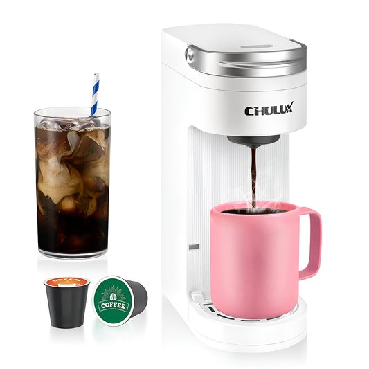 CHULUX Slim Single Serve Coffee Maker for K Cup, QF-CM807, White