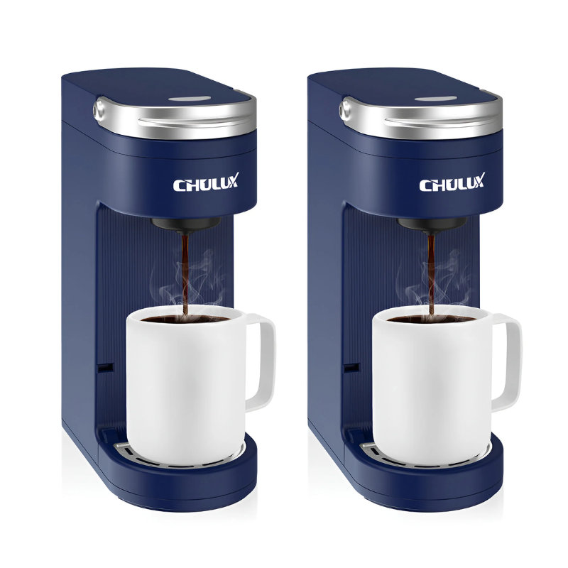 2pcs CHULUX Slim Single Serve Coffee Maker for K Cup, QF-CM807, Navy Blue