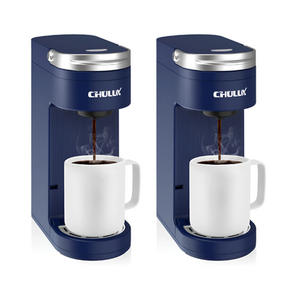 2pcs CHULUX Slim Single Serve Coffee Maker for K Cup, QF-CM807, Navy Blue