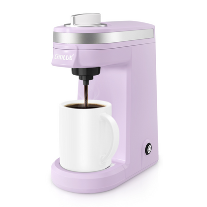 CHULUX Mini Single Serve Travel Coffee Maker for K Cup & Ground Coffee, QF-CM801