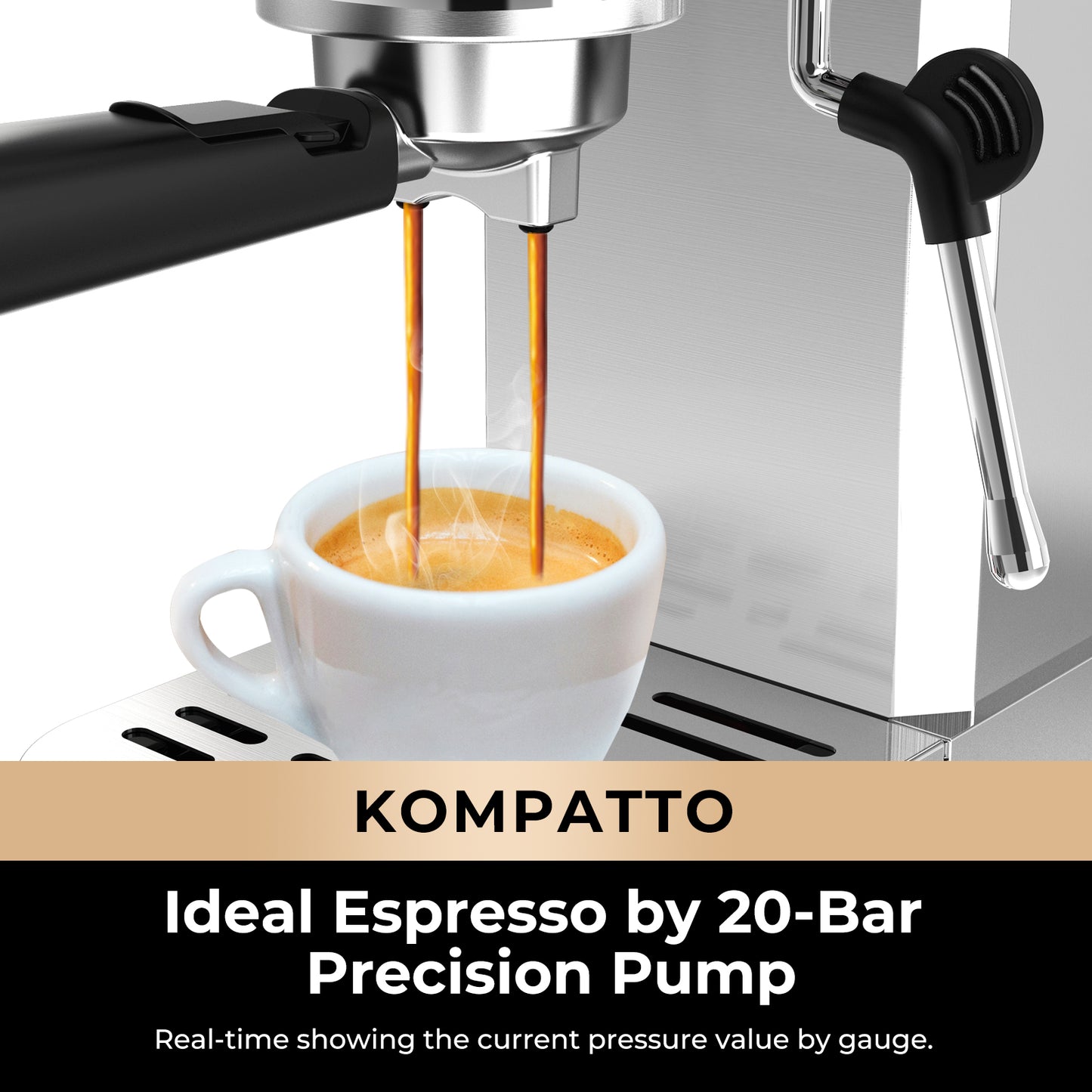 CHULUX Kompatto Espresso Machine with Milk Frother Steam Wand, JH-C5010