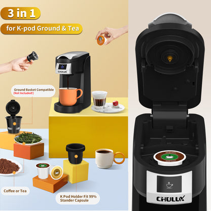 CHULUX Classic Single Serve Coffee Maker for K Cup & Ground Coffee, QF-CM802