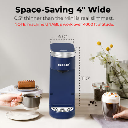 CHULUX Slim Single Serve Coffee Maker for K Cup, QF-CM807, Navy Blue