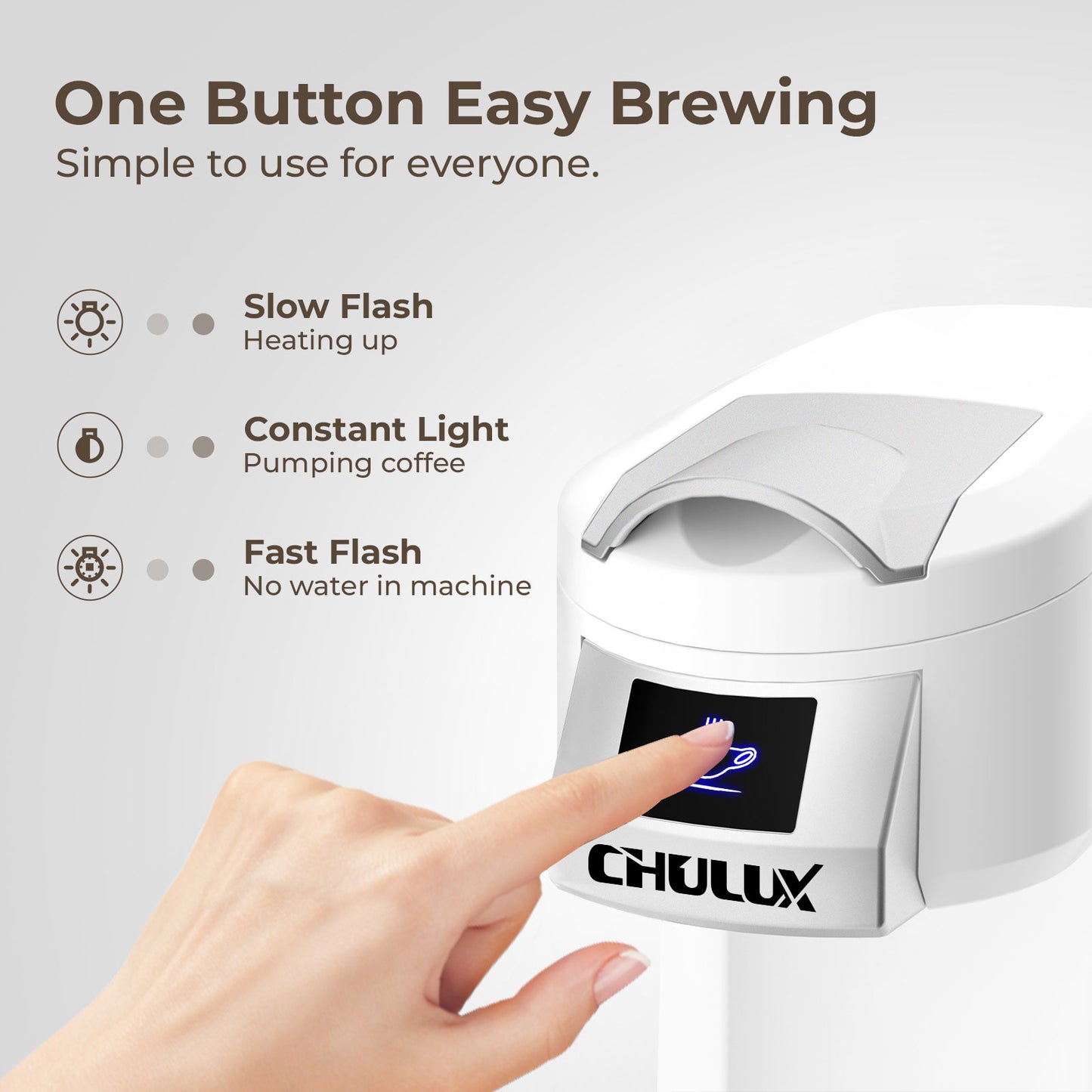 CHULUX Classic Single Serve Coffee Maker for K Cup, QF-CM802, White