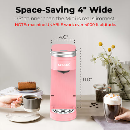 CHULUX Slim Single Serve Coffee Maker for K Cup, QF-CM807, Salmon Pink