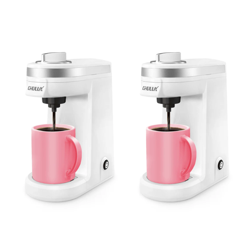 2pcs CHULUX Mini Single Serve Travel Coffee Maker for K Cup, QF-CM801, White