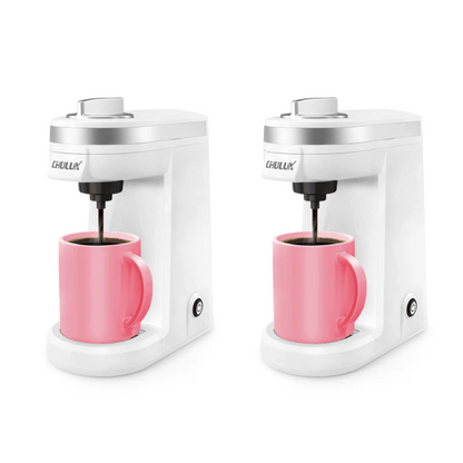 2pcs CHULUX Mini Single Serve Travel Coffee Maker for K Cup, QF-CM801, White