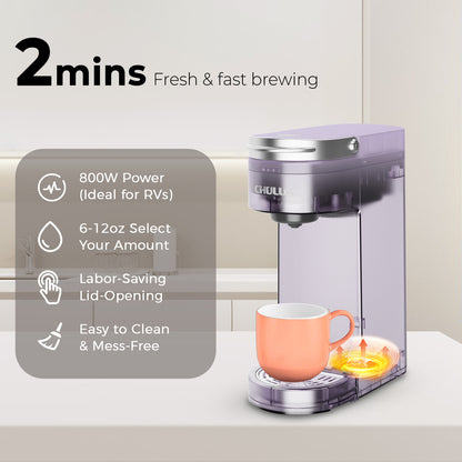 CHULUX Slim Single Serve Coffee Maker for K Cup, QF-CM807, Lavender