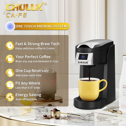 CHULUX Classic Single Serve Coffee Maker for K Cup & Ground Coffee, QF-CM802