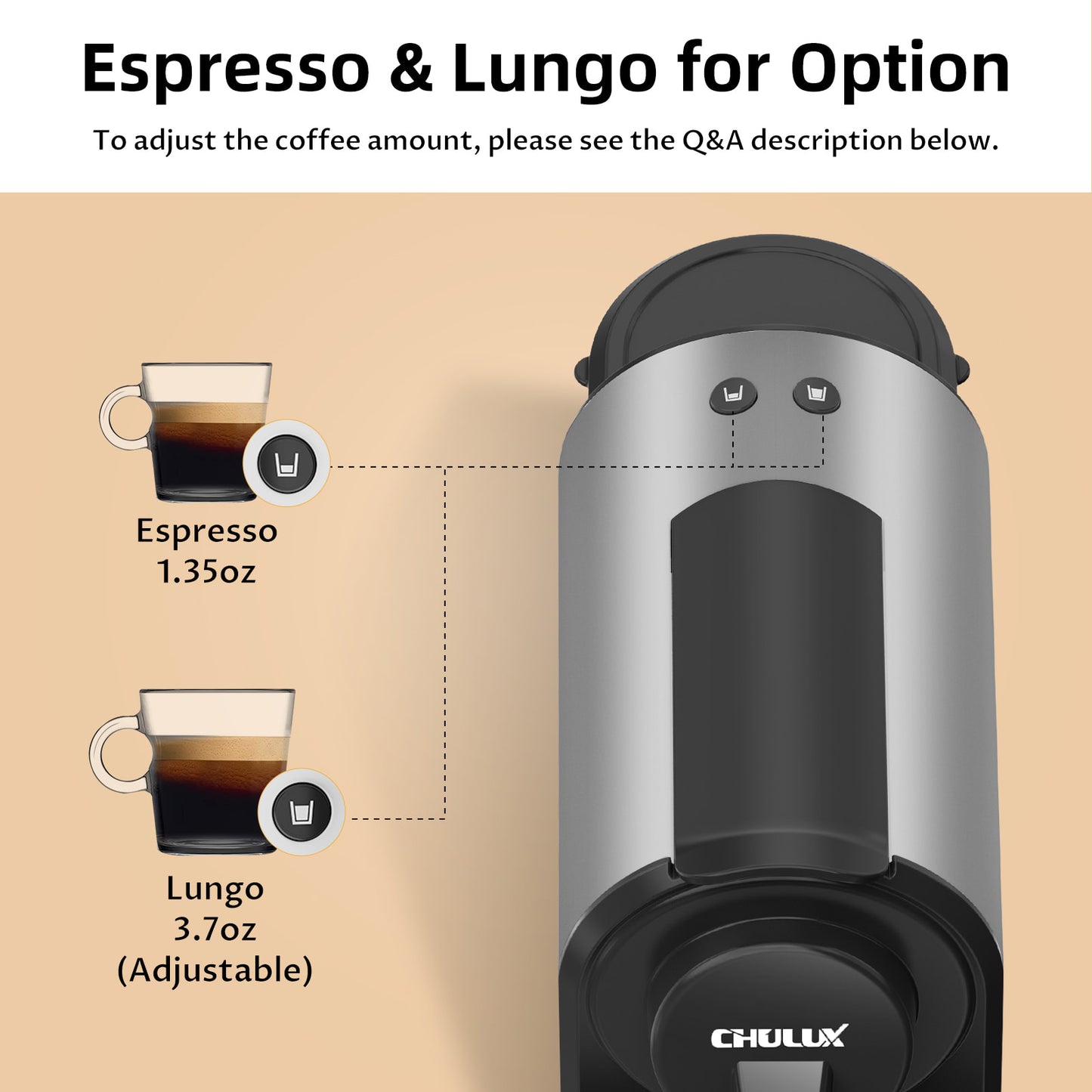 CHULUX Espresso Machine for Nespresso Original Pod, QF-CM831V, Metallic Gray