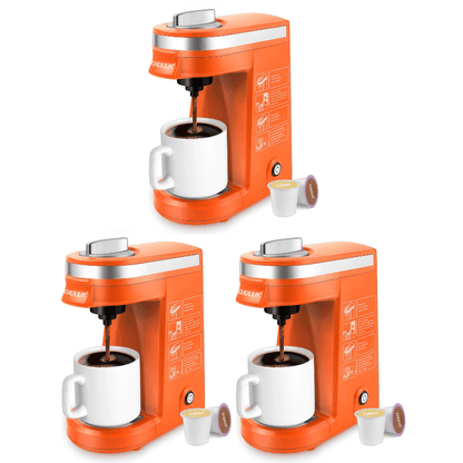 3pcs CHULUX Mini Single Serve Travel Coffee Maker for K Cup, QF-CM801, Orange
