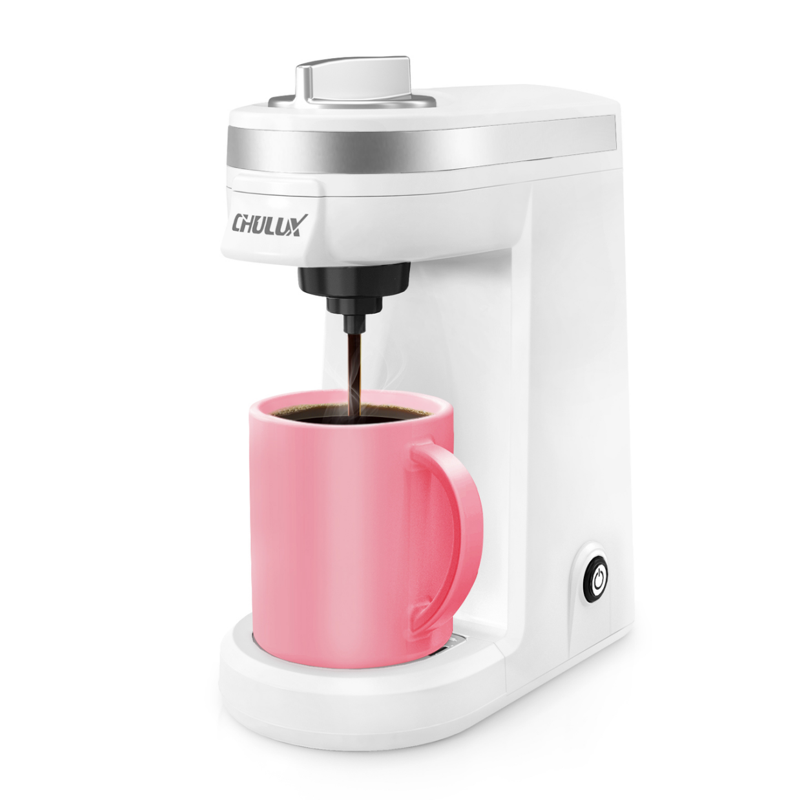 CHULUX Mini Single Serve Travel Coffee Maker for K Cup & Ground Coffee, QF-CM801