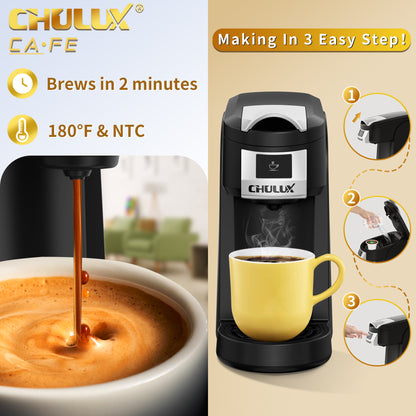 CHULUX Classic Single Serve Coffee Maker for K Cup & Ground Coffee, QF-CM802