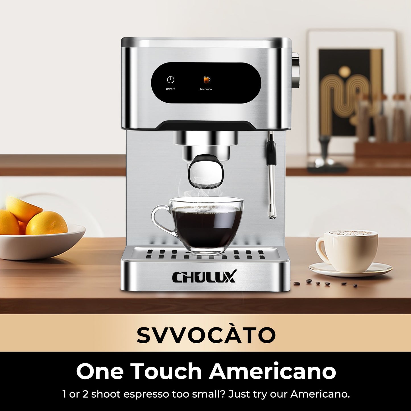 CHULUX Semi Auto Espresso Machine, JH-C5262, Silver