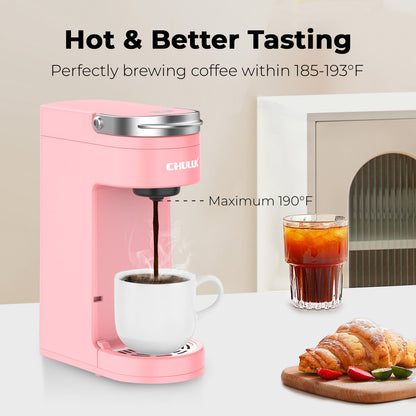 CHULUX Slim Single Serve Coffee Maker for K Cup, QF-CM807, Salmon Pink