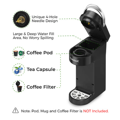 CHULUX Slim Single Serve Coffee Maker for K Cup & Ground Coffee, QF-CM807