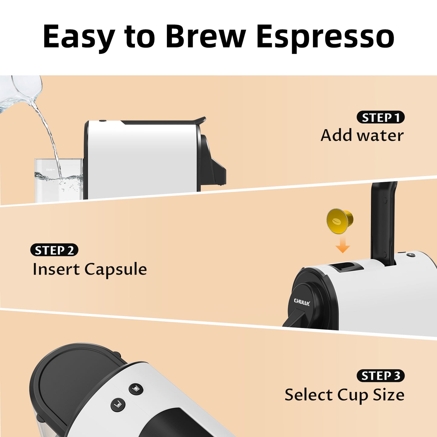 CHULUX Bafèstro Espresso Machine for Nespresso Original Pod, 1400W