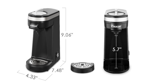 CHULUX Mini Single Serve Travel Coffee Maker for K Cup & Ground Coffee, QF-CM801