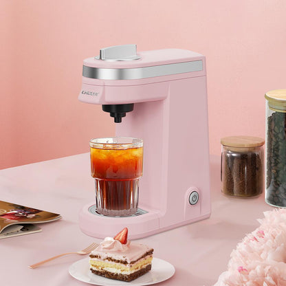CHULUX Mini Single Serve Travel Coffee Maker for K Cup, QF-CM801, Pink