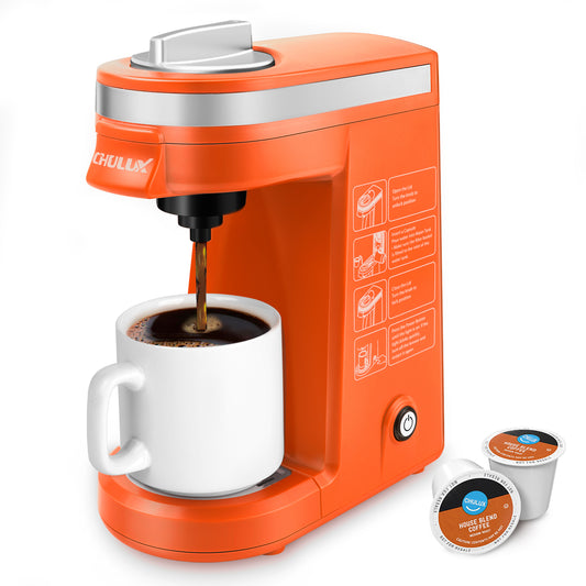 CHULUX Mini Single Serve Travel Coffee Maker for K Cup, QF-CM801, Orange
