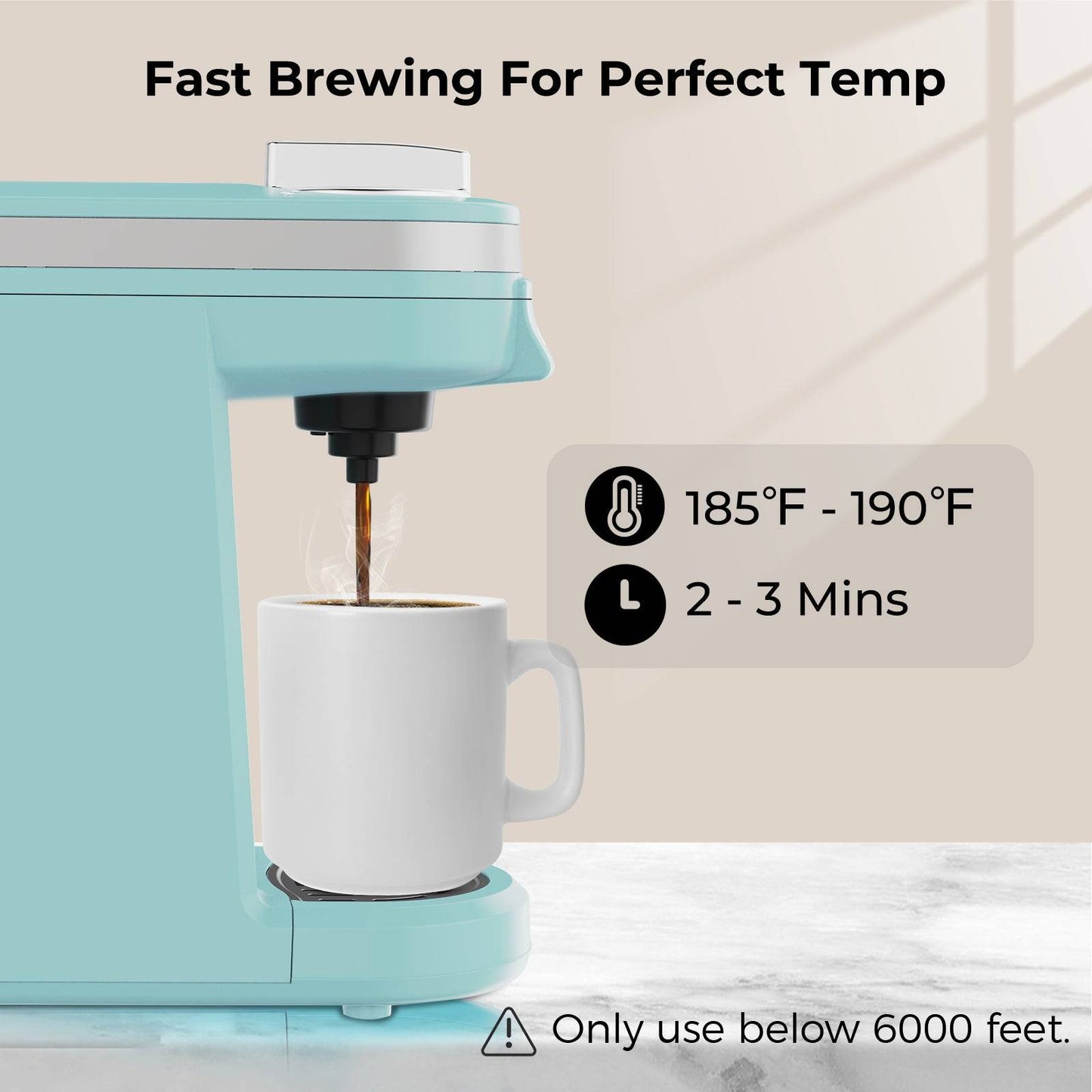 CHULUX Mini Single Serve Travel Coffee Maker for K Cup, QF-CM801, Cyan
