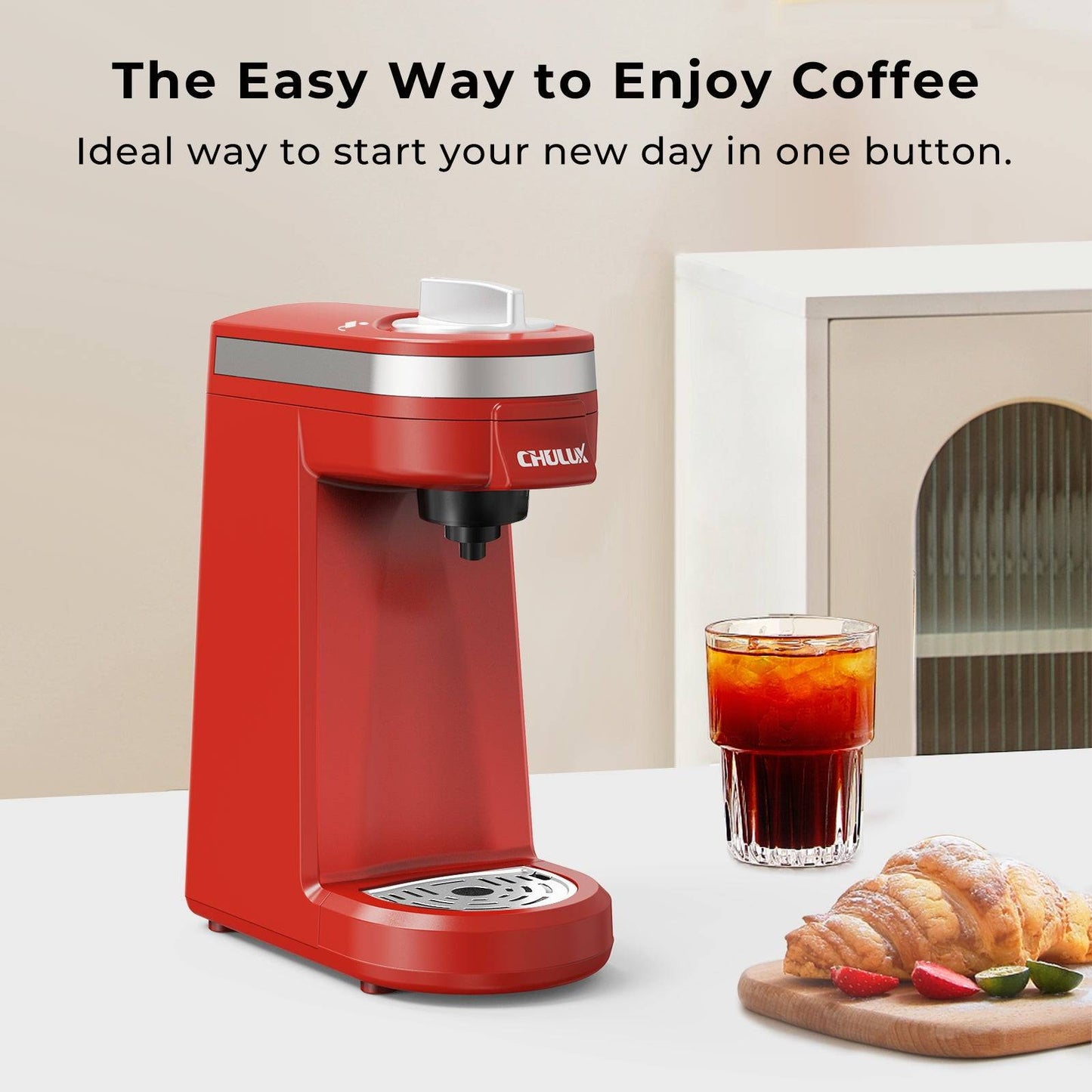 Cafetera de viaje CHULUX Mini (2 unidades) para K-Cup, QF-CM801, color rojo