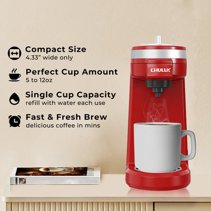 Cafetera de viaje CHULUX Mini (2 unidades) para K-Cup, QF-CM801, color rojo
