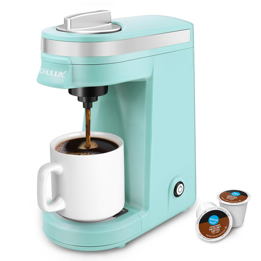 CHULUX Mini Single Serve Travel Coffee Maker for K Cup, QF-CM801, Cyan