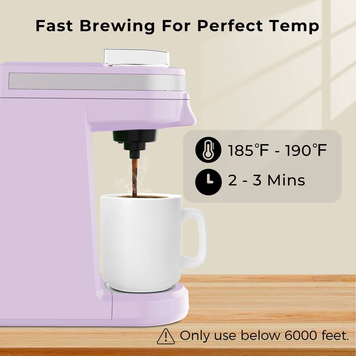 CHULUX Mini Single Serve Travel Coffee Maker for K Cup, QF-CM801, Lavender
