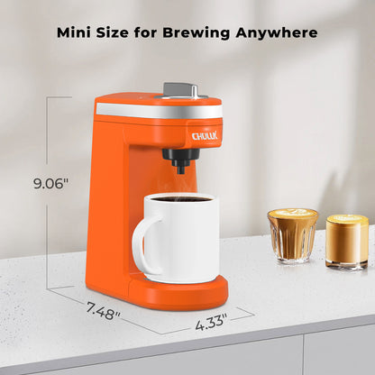 2pcs CHULUX Mini Single Serve Travel Coffee Maker for K Cup, QF-CM801, Orange