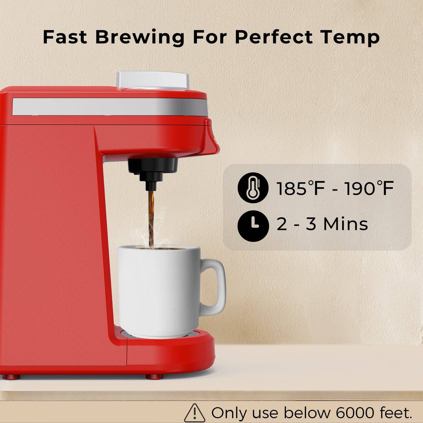 Cafetera de viaje CHULUX Mini (2 unidades) para K-Cup, QF-CM801, color rojo