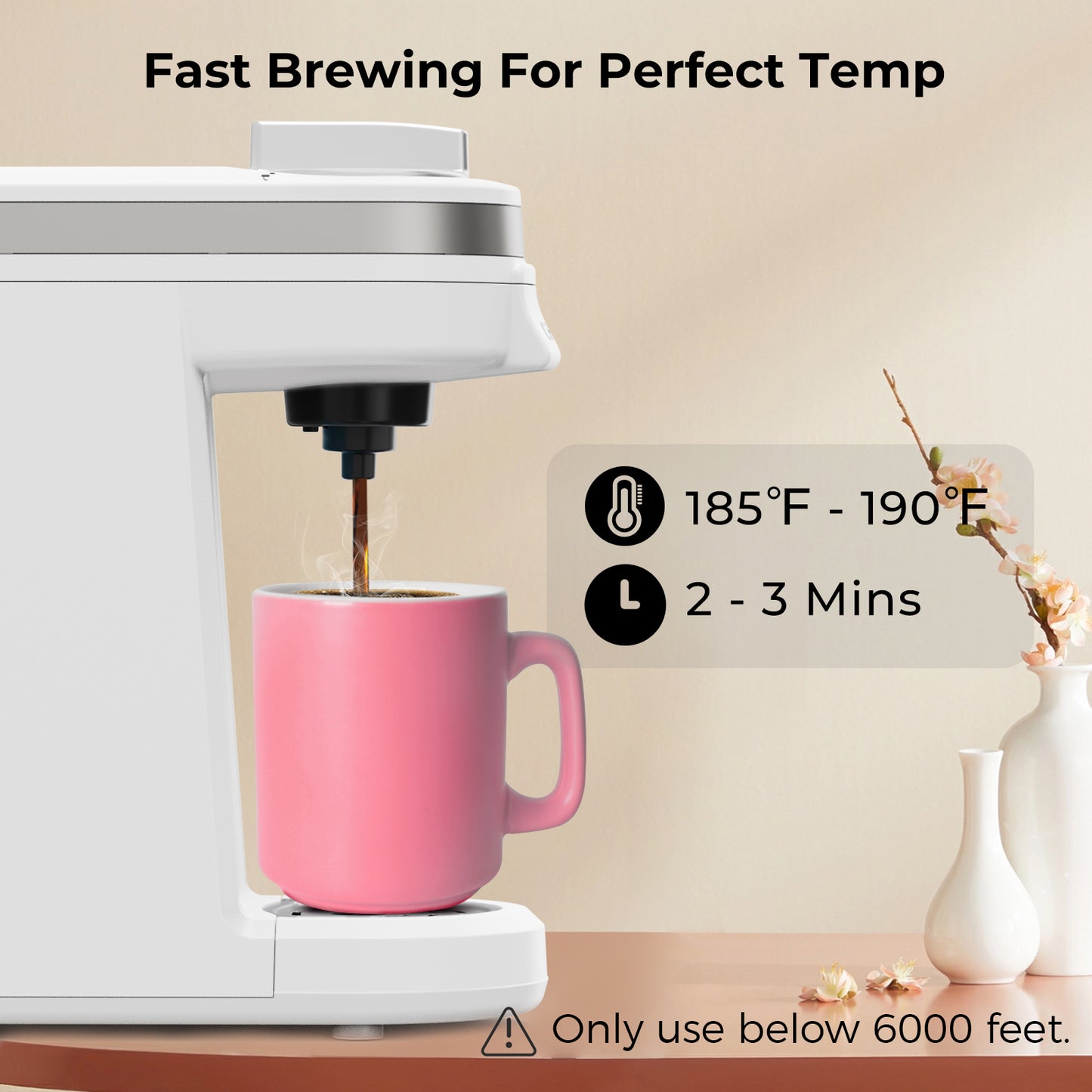 2pcs CHULUX Mini Single Serve Travel Coffee Maker for K Cup, QF-CM801, White
