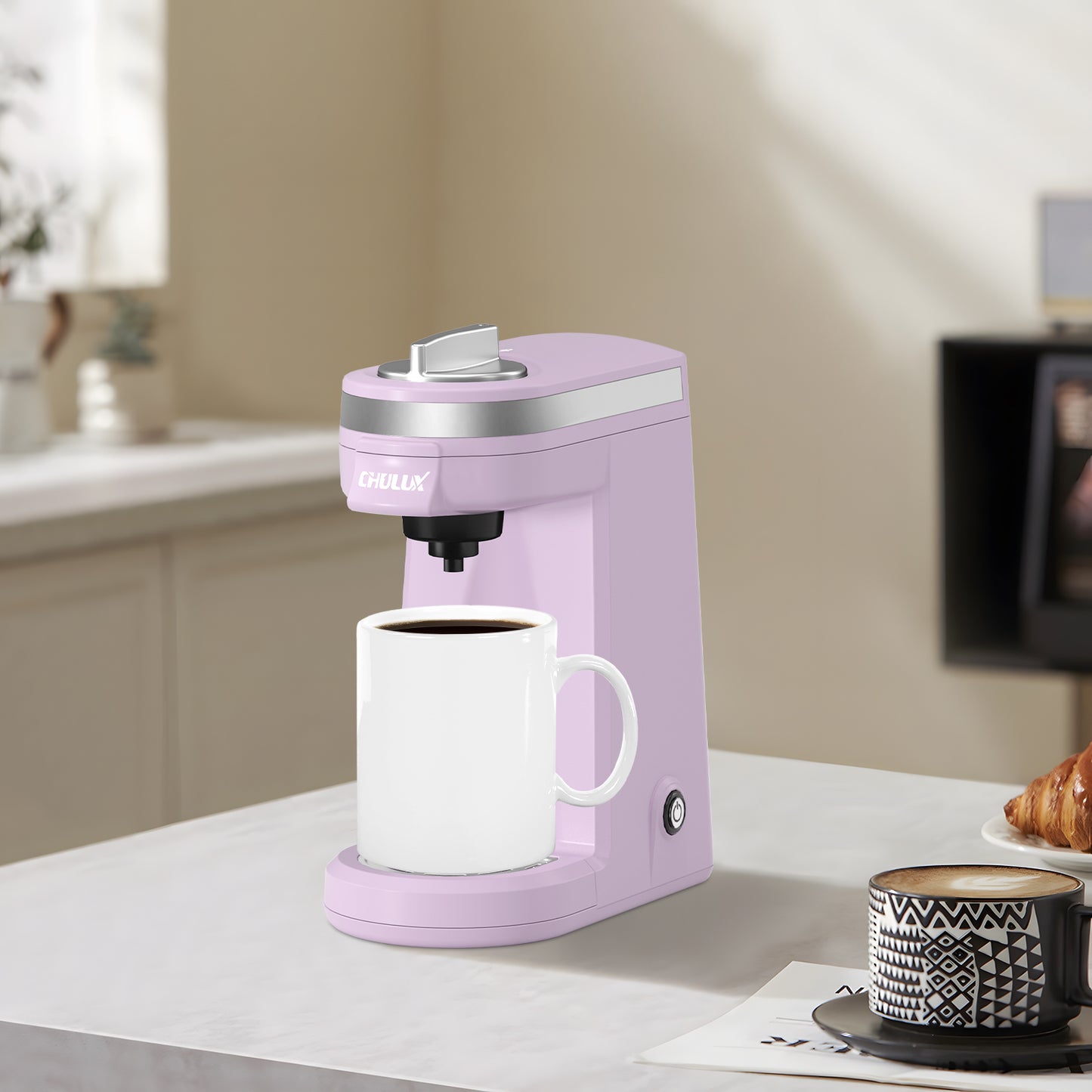 CHULUX Mini Single Serve Travel Coffee Maker for K Cup, QF-CM801, Lavender