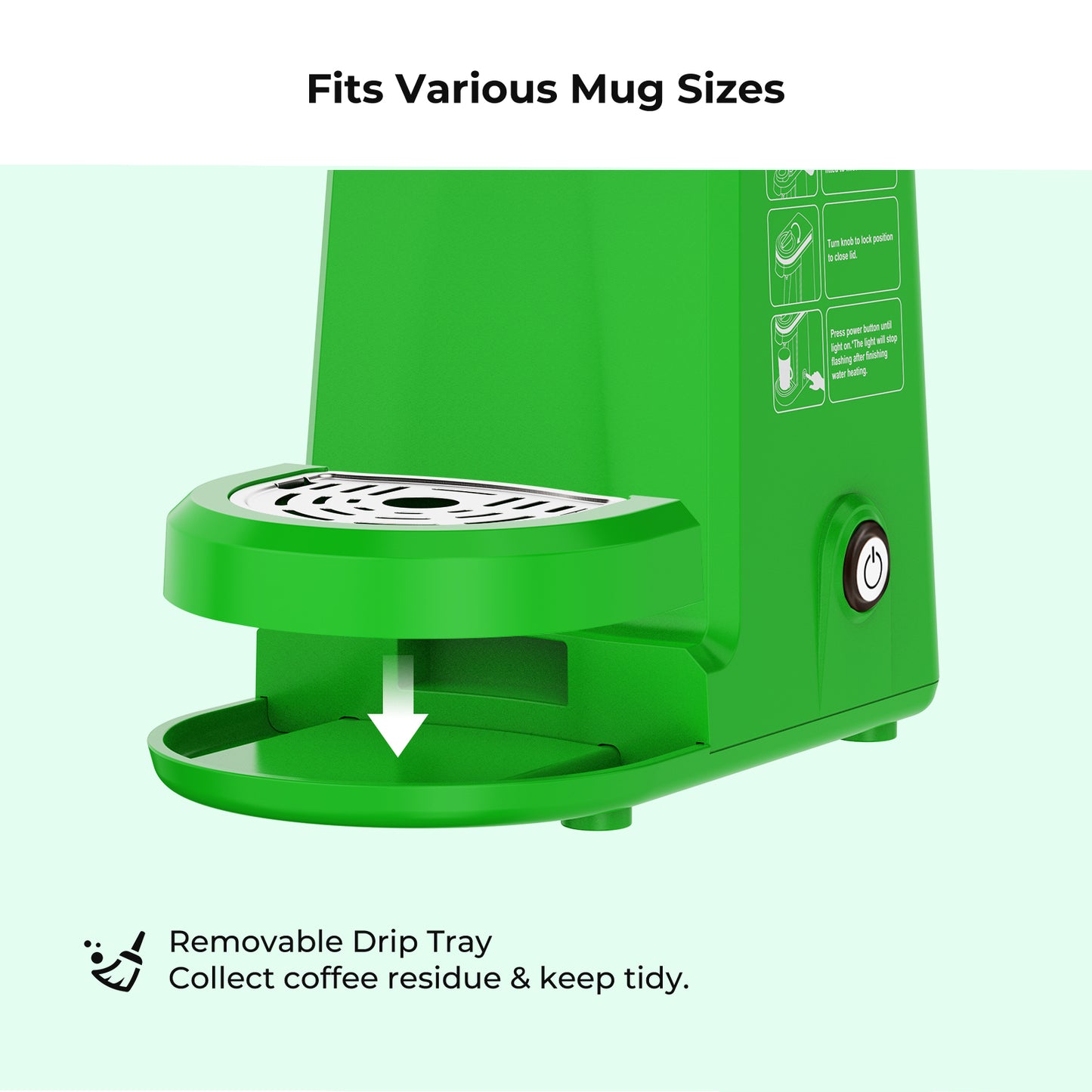 2pcs CHULUX Mini Single Serve Travel Coffee Maker for K Cup, QF-CM801, Green