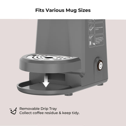 CHULUX Mini Single Serve Travel Coffee Maker for K Cup, QF-CM801, Gray