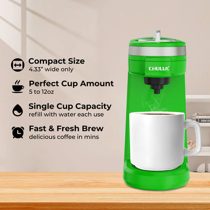 2pcs CHULUX Mini Single Serve Travel Coffee Maker for K Cup, QF-CM801, Green