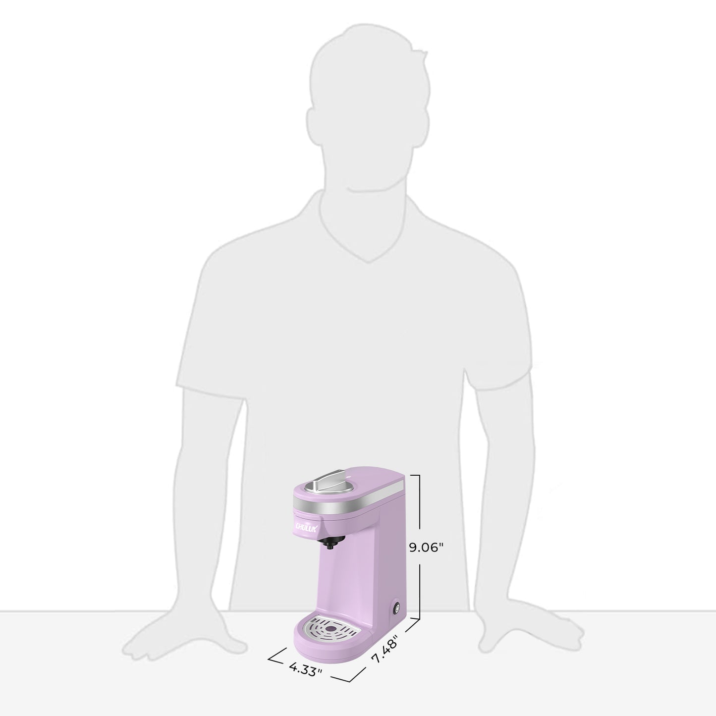 CHULUX Mini Single Serve Travel Coffee Maker for K Cup, QF-CM801, Lavender