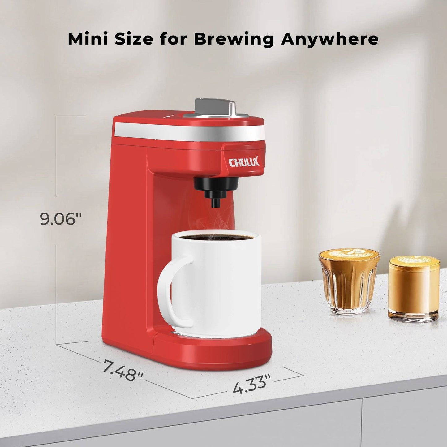 Cafetera de viaje CHULUX Mini (2 unidades) para K-Cup, QF-CM801, color rojo
