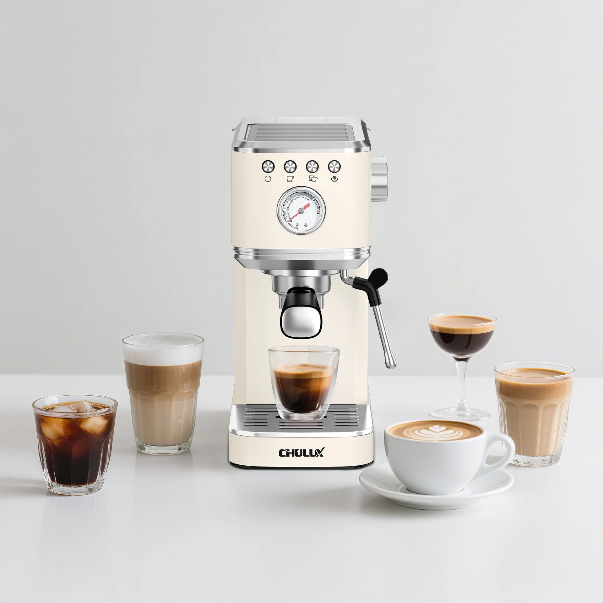 CHULUX Semi Auto Espresso Machine, EM-C5110, Creamy